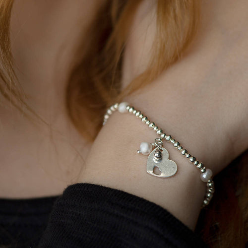 Bracciale Elastico Donna Cuore cuoricino Argentato nickel tested Regalo per Lei Vestopazzo