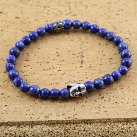 Bracciale elastico lapis blu e maschera della sartiglia in argento