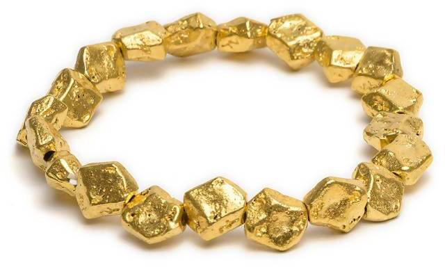 bracciale elastico placcato in ottone con pepite grandi
