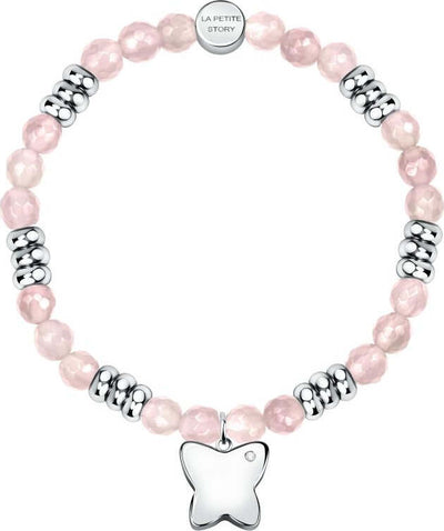 Bracciale-LA-PETITE-STORY-Natural-stone-/-quarzo-rosa-/-Farfalla