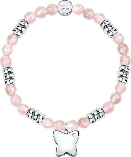 Bracciale-LA-PETITE-STORY-Natural-stone-/-quarzo-rosa-/-Farfalla
