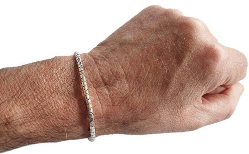 Bracciale maglia tessuto cilindrica in argento 925
