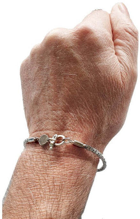 Bracciale maglia tessuto cilindrica in argento 925