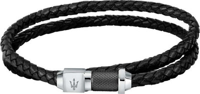 Bracciale-MASERATI-uomo-pelle-intrecciata-/-acciaio