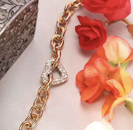 Bracciale-MORELLATO-Incontri-acciaio-dorato-cuore-con-strass