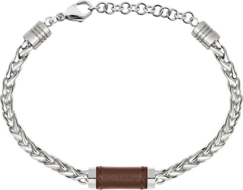 Bracciale-MORELLATO-uomo-Mooby-acciaio-/-pelle-marrone