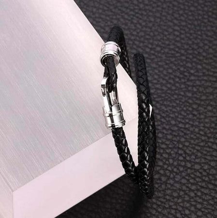 Bracciale-MORELLATO-uomo-Moody-pelle-nero-/-acciaio
