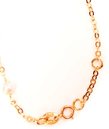 Bracciale neonata-bimba in Oro giallo 18 con perline bianche Braccialetto Bambina Regalo Nascita 15,70cm