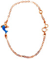 Bracciale neonato -bimbo in Oro Giallo 18 kt con Delfino Azzurro Braccialetto Bambina 14cm. Porta Fortuna Regalo Nascita
