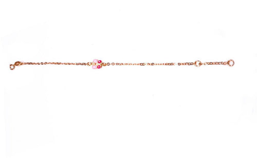 Bracciale neonato bimba in oro giallo 18 kt e smalto Farfallina rosa Regalo ideale per Battesimo