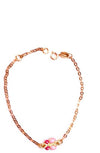 Bracciale neonato bimba in oro giallo 18 kt e smalto Farfallina rosa Regalo ideale per Battesimo