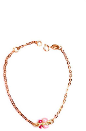 Bracciale neonato bimba in oro giallo 18 kt e smalto Farfallina rosa Regalo ideale per Battesimo