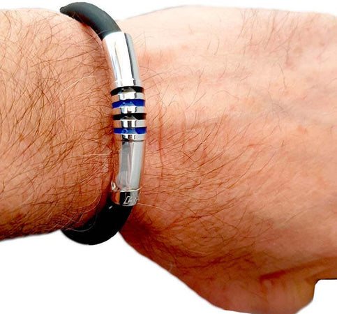 Bracciale neroazzurro, bracciale argento unisex