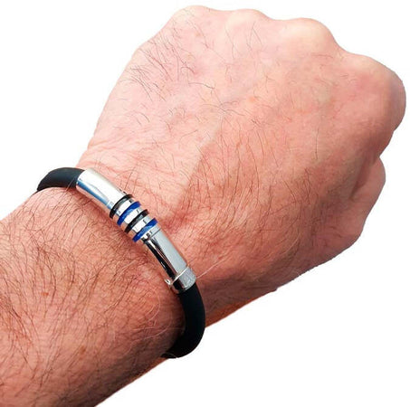 Bracciale neroazzurro, bracciale argento unisex