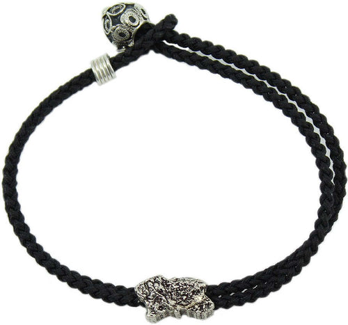 Bracciale sagola nera uomo con centrale sardegna e bottone argento