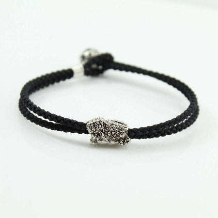 Bracciale sagola nera uomo con centrale sardegna e bottone argento