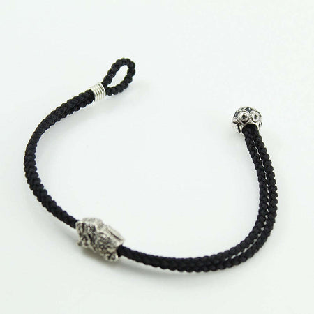Bracciale sagola nera uomo con centrale sardegna e bottone argento