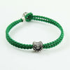 Bracciale sagola verde uomo centrale ferro di cavallo con Sardegna e bottone argento