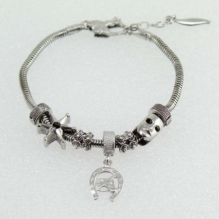 Bracciale sardo Sa Sartiglia con stella maschera Componidori e cavallo
