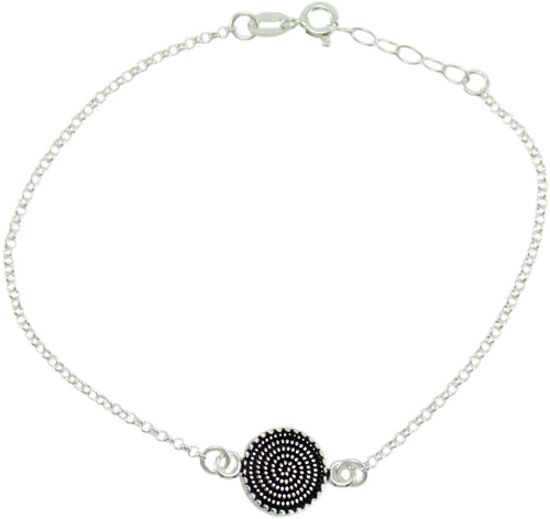 Bracciale sardo donna in argento brunito maglia giunchiglio con centrale corbula
