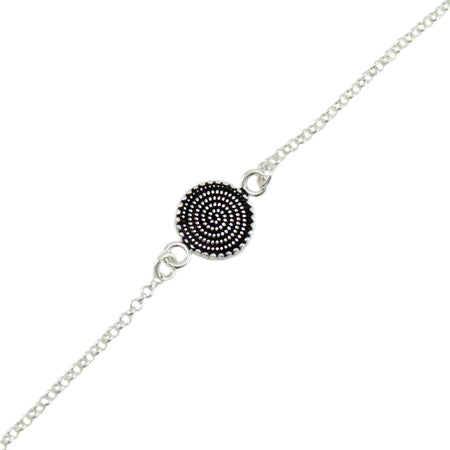 Bracciale sardo donna in argento brunito maglia giunchiglio con centrale corbula