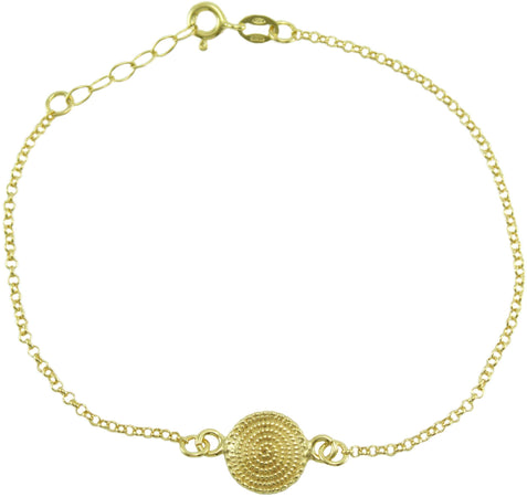 Bracciale sardo donna in argento dorato maglia giunchiglio con centrale corbula