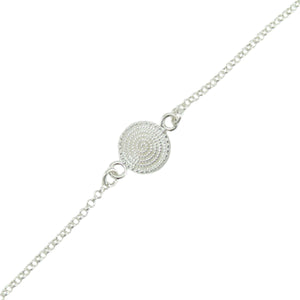 Bracciale sardo donna in argento maglia giunchiglio con centrale corbula