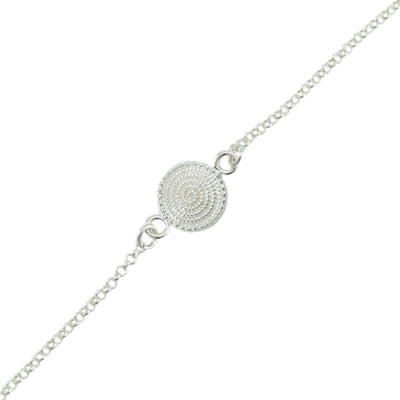 Bracciale sardo donna in argento maglia giunchiglio con centrale corbula