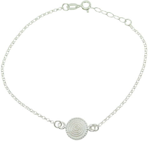 Bracciale sardo donna in argento maglia giunchiglio con centrale corbula