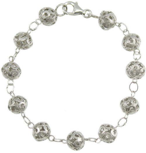 Bracciale sardo donna sfere bottone filigrana sarda in argento traforate