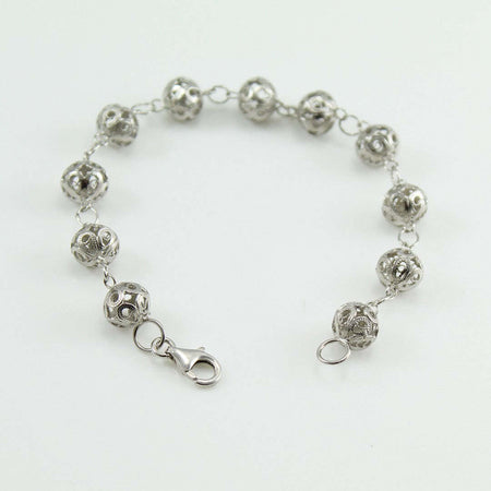Bracciale sardo donna sfere bottone filigrana sarda in argento traforate