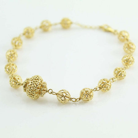 Bracciale Donna in Argento Dorato con Sfere in Filigrana Sarda – Gioiello Artigianale Sardeg