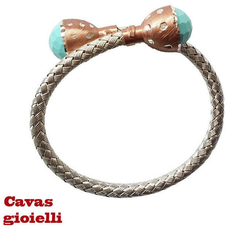 Bracciale semi rigido in argento con pietre in turchese