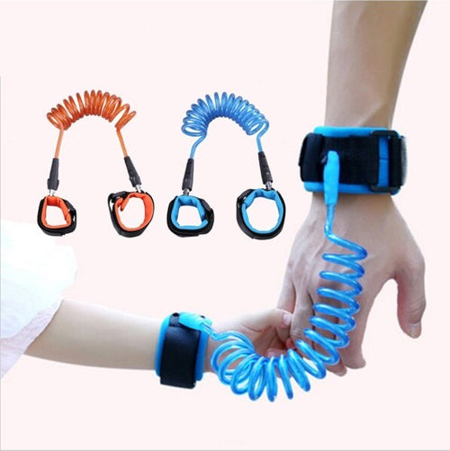Bracciale-Sicurezza-Bambino-Anti-Smarrimento-Regolabile-Blu-Arancione-Guinzaglio