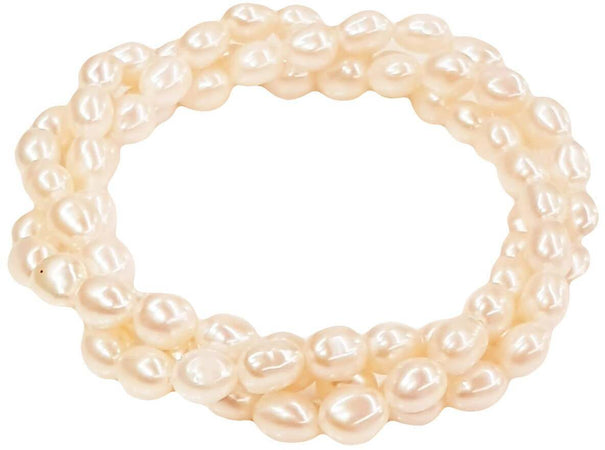 Bracciale Torchon Donna a tre Giri in Perle di fiume Bianche Nihama Braccialetto Perle Per Lei Elegante