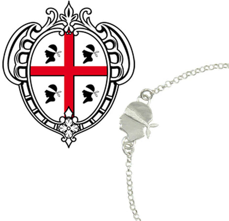 Bracciale con centrale moro simbolo bandiera della Sardegna in argento