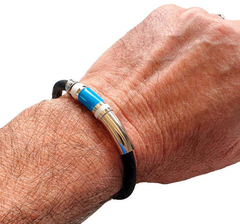 Bracciale unisex, bracciale in argento caucciu e smalto