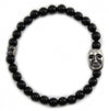 Bracciale elastico con sfere in onice e maschera della sartiglia in argento