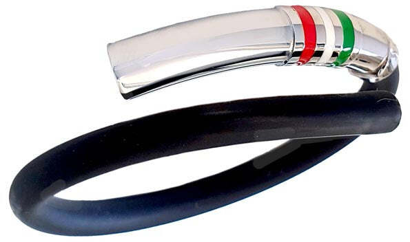 Bracciale uomo argento caucciù e tricolore Italiano