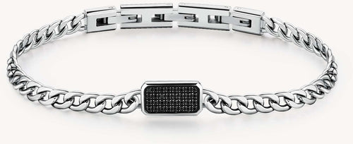 Bracciale Uomo Brosway Bik114 in Acciaio E Zirconi Neri