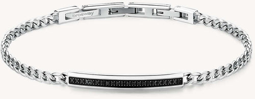 Bracciale Uomo Brosway Bik117 in Acciaio E Zirconi Neri