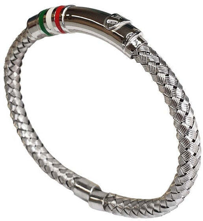 Bracciale uomo con tricolore in argento