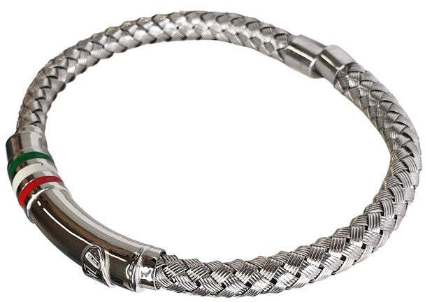 Bracciale uomo con tricolore in argento