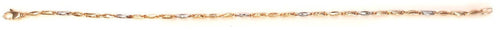 Bracciale uomo in Oro Bianco e Giallo 18 Kt carati braccialetto tubolare con maglie zigrinate fatto a mano 21cm