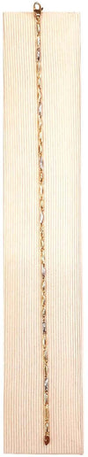 Bracciale uomo in Oro Bianco e Giallo 18 Kt carati braccialetto tubolare con maglie zigrinate fatto a mano 21cm