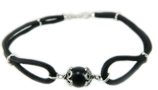 Bracciale Uomo Sardo con Su Coccu in Onice – Sagola Nera e Argento – Portafortuna