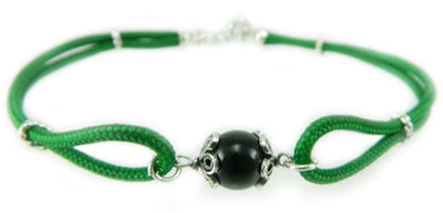 Bracciale uomo portafortuna sardo verde e ciondolo su coccu