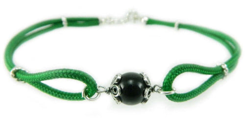 Bracciale uomo portafortuna sardo verde e ciondolo su coccu