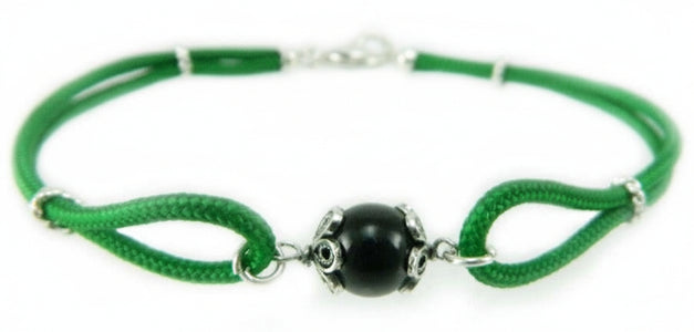Bracciale uomo portafortuna sardo verde e ciondolo su coccu