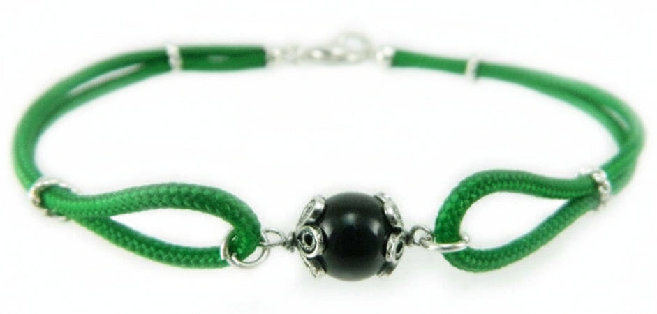 Bracciale uomo portafortuna sardo verde e ciondolo su coccu